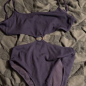 aerie Purple Cutout One-Piece Swimsuit